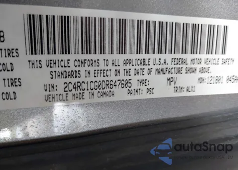 2013 Chrysler Town & Country Touring-L z USA, uszkodzony, nr VIN 2C4RC1CG0DR647605